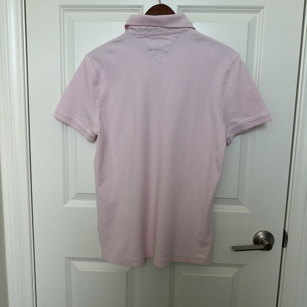Tommy Hilfiger Custom Fit Polo Mens Medium Pink Embroidery Short Sleeve Shirt - Picture 8 of 8